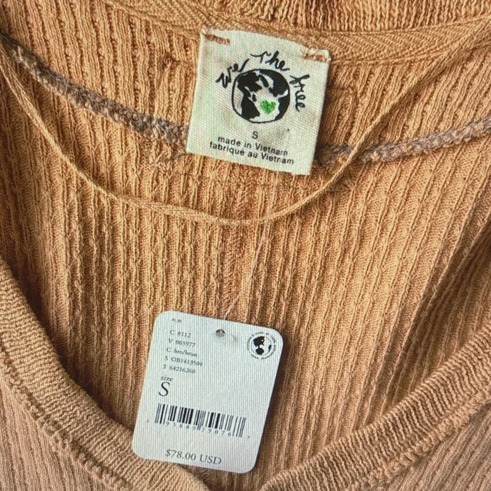 Free People We The Free Ribbed Long Sleeve Top in Camel - Picture 3 of 5